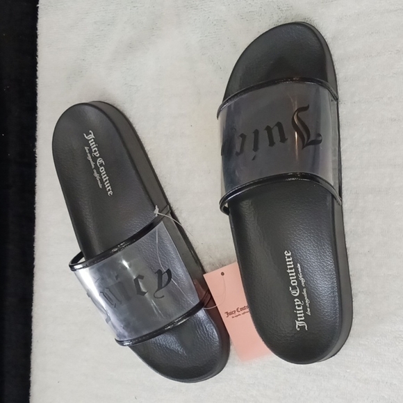 JUICY COUTURE CLEAR and Black Wanderlust Pool Slides. SIZE 9 - Picture 9 of 12